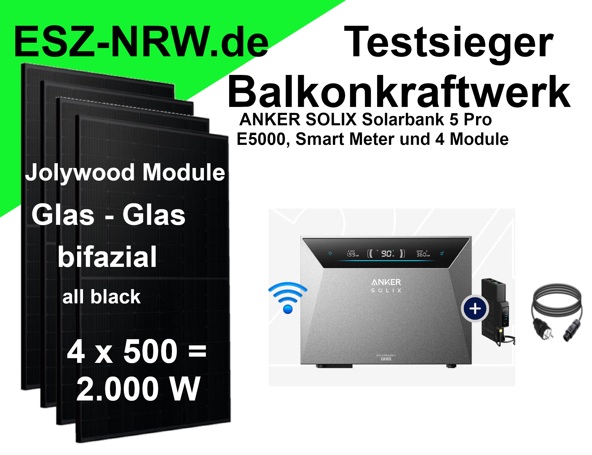 2000 W Balkonkraftwerk Anker Solix Solarbank 4 Pro E5000